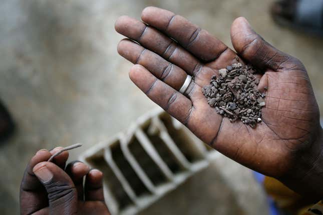 With lax environmental oversight and virtually no laws specific to lead smelting, people die from recycling batteries around the world. This is lead extracted from a spent car battery in Thiaroye Sur Mer, on the outskirts of Dakar, Senegal.
