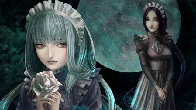 Two maids looking at each other under the moonlight.