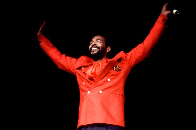 American Soul musician Marvin Gaye (1939 - 1984) performs onstage at the Holiday Star Theater, Merrillville, Indiana, June 10, 1983. (