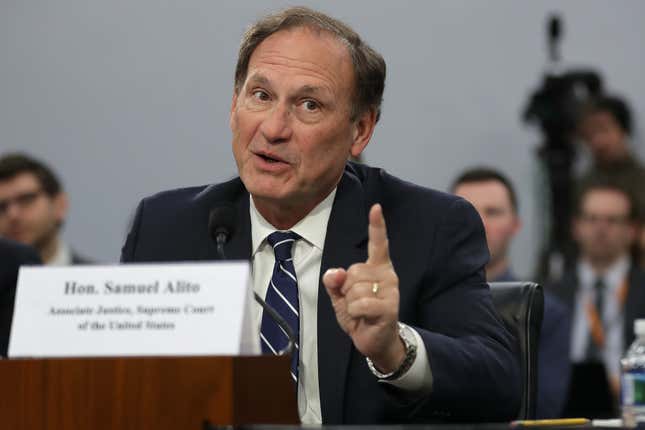 U.S. Supreme Court Associate Justice Samuel Alito testifies about the court's budget during a hearing of the House Appropriations Committee's Financial Services and General Government Subcommittee March 07, 2019 in Washington, DC.