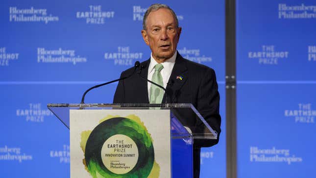 Former mayor of New York Michael Bloomberg speaks during the Earthshot Prize Innovation Summit in New York, on September. 19, 2023.