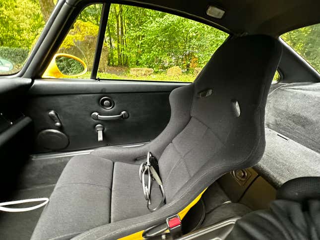 The yellow-backed racing bucket seat of the Carrera 2 Coupe Clubsport prototype