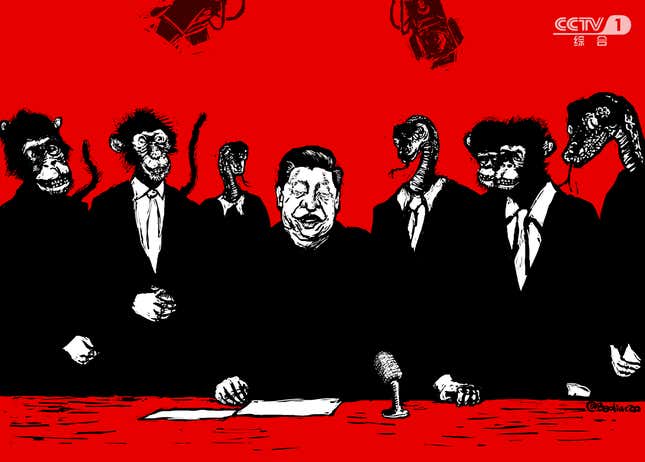 Image for article titled A Chinese dissident cartoonist’s guide to Xi Jinping’s “winning” year in 2016