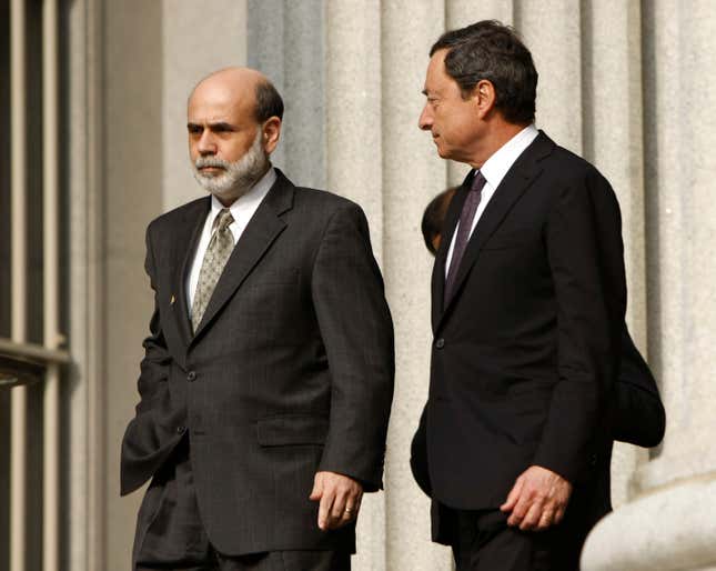 When these guys talk, S&amp;P 500 shares move: Federal Reserve Chairman Ben Bernanke and ECB President Mario Draghi