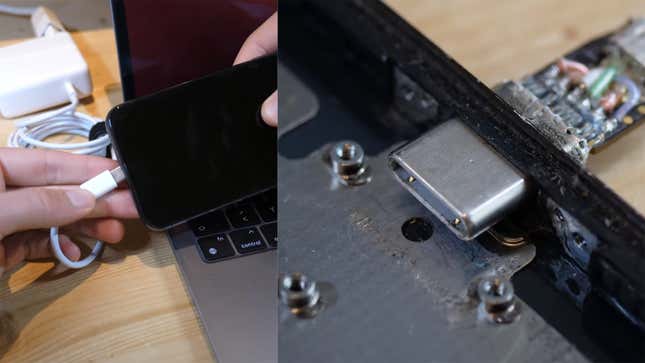 Imagen para el artículo titulado Con ustedes, el primer iPhone con puerto USB-C (hackeado por un estudiante de ingeniería)