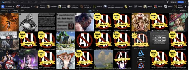 Image for article titled Some Of My Favorite Images From ArtStation's AI Protests