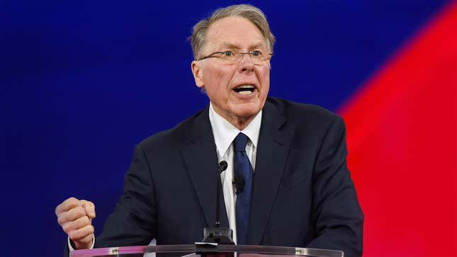 Image for article titled Wayne LaPierre States Mass Shootings Can Be Perfectly Safe When Carried Out By A Trained, Responsible Gun Owner