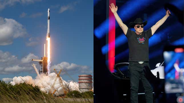 Photo of rocket and Elon Musk