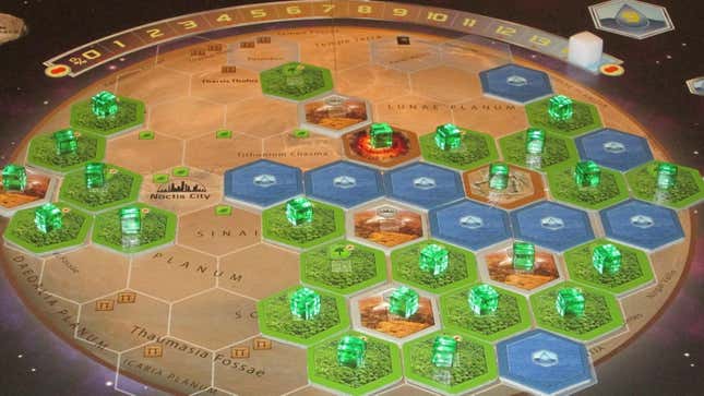 Captura de pantalla del juego de mesa Terraforming Mars.