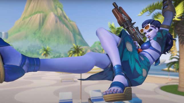 Widowmaker poses with a gun in Overwatch.