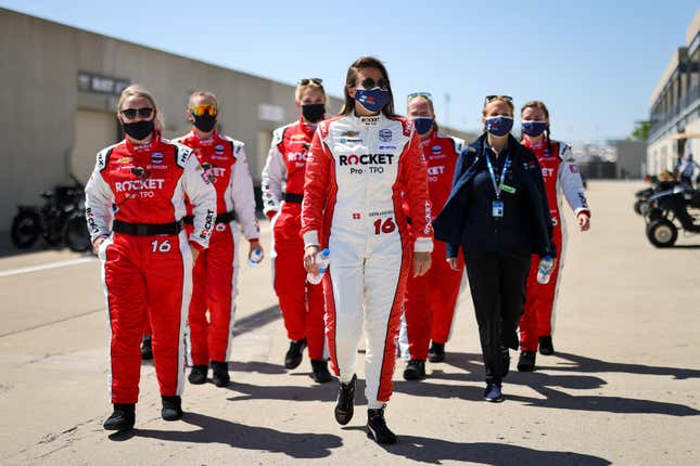 Simona de Silvestro and members of the female-forward Paretta Autosport team, 2021