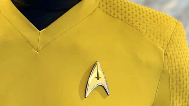 A yellow Starfleet uniform from Star Trek: Strange New Worlds.