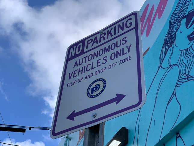 An example of a new form of “no parking” signs for when autonomous vehicles theoretically roll out in Miami.