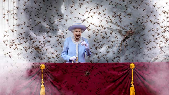 Image for article titled Locust-Swarmed Queen Elizabeth Announces 1,000-Year Reign Of Chaos During Brimstone Jubilee