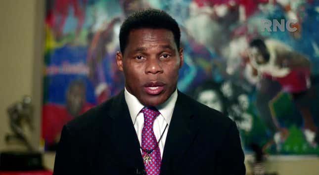  In this screenshot from the RNC’s livestream of the 2020 Republican National Convention, former NFL athlete Herschel Walker addresses the virtual convention on August 24, 2020. 