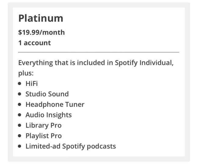 Imagen para el artículo titulado Una versión "Platinum" de Spotify con audio Hi-Fi podría llegar pronto