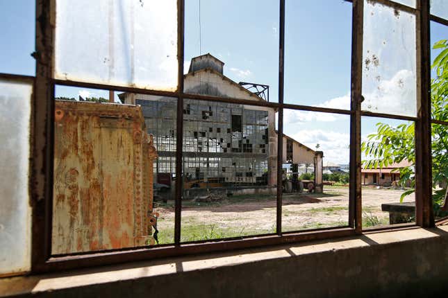 General view of an abandoned building in Fordlandia on July 6, 2017 in Aveiro, Brazil