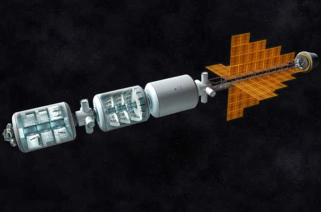 An artist's rendering of what Spaceworks' human stasis pods would look like.