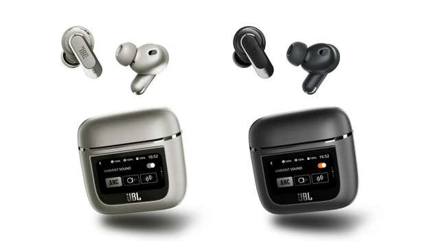 Imagen para el artículo titulado Los nuevos auriculares in-ear de JBL tienen una pantalla táctil en su estuche de carga