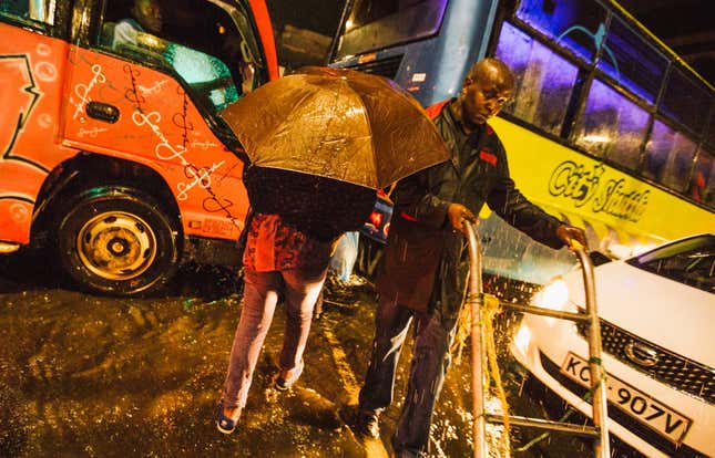 Pedestrians in downtown Nairobi.