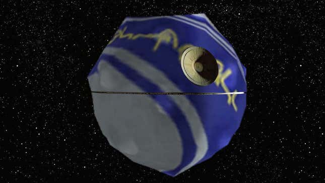 A giant Blitzball floating in space and dressed up like the famous Star Wars Death Star station. 