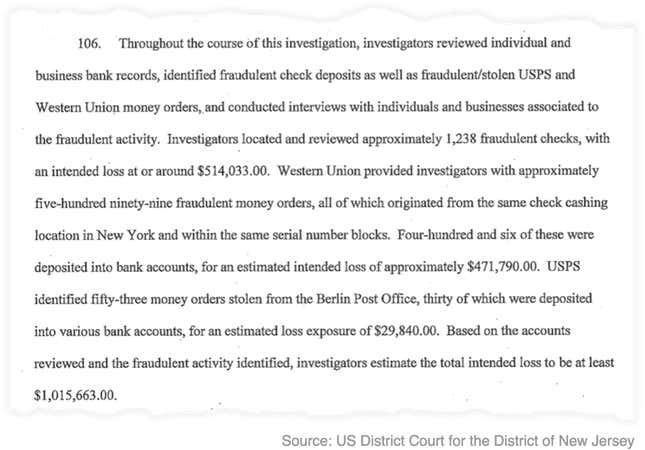 Massa and her crew in fact got away with more than $1.5 million.