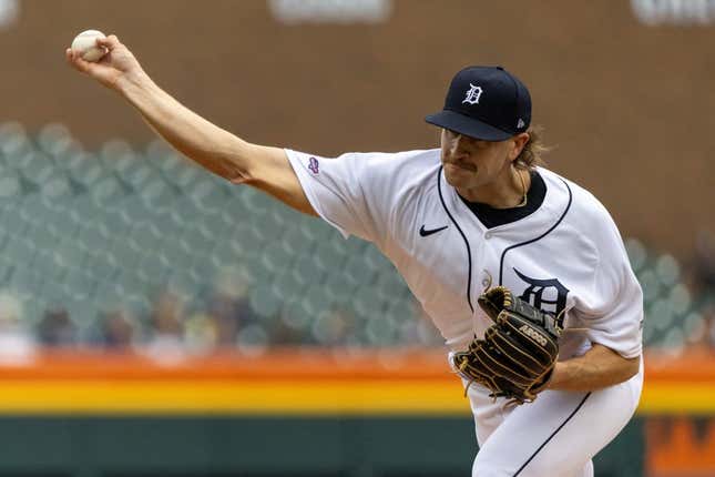 Sep 10, 2023; Detroit, Michigan, USA; Detroit Tigers starting pitcher Sawyer Gipson-Long (66) throws in the first inning against the Chicago White Sox at Comerica Park.