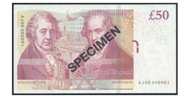 £50 banknote aunctioned