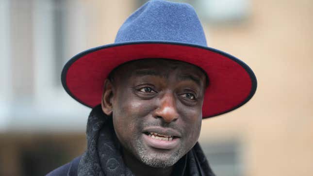 Yusef Salaam, one of the falsely imprisoned teenagers in the 1989 Central Park jogger case, speaks during a news interview while getting petition signatures for his campaign for New York City Council’s 9th District, Wednesday, March 1, 2023, in New York.