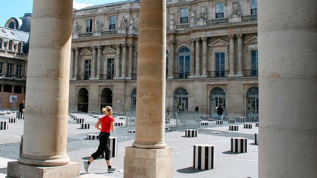 Running through the Palais-Royale, near Mandarin Oriental, Paris.
