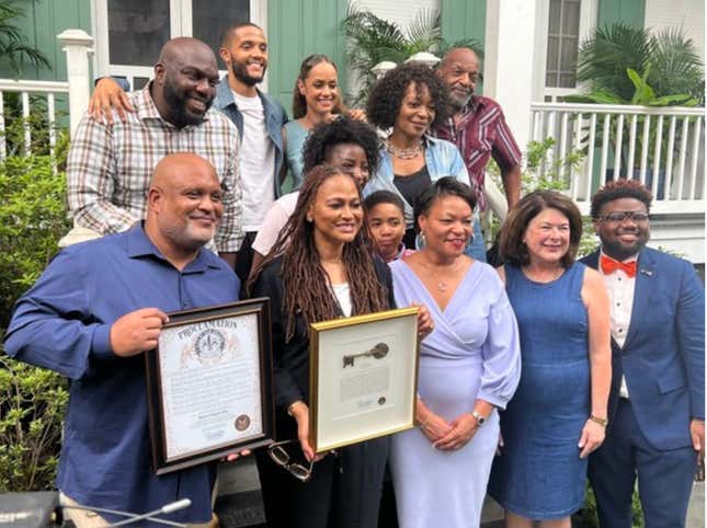 Ava DuVernay receives the key to New Orleans on the set of Queen Sugar.