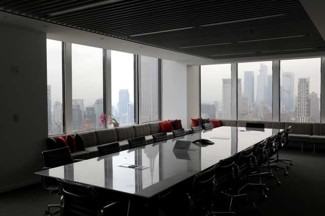 An empty boardroom in New York