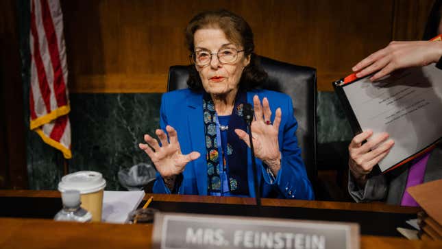 Sen. Dianne Feinstein (D-CA) attends a Senate Judiciary Business Meeting at the Senate Dirksen Office Building on Capitol Hill on Thursday, May 18, 2023 in Washington, DC.