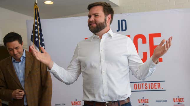 Image for article titled Noted Shyster JD Vance Is Funding the Burning of Live Monkey Testicles