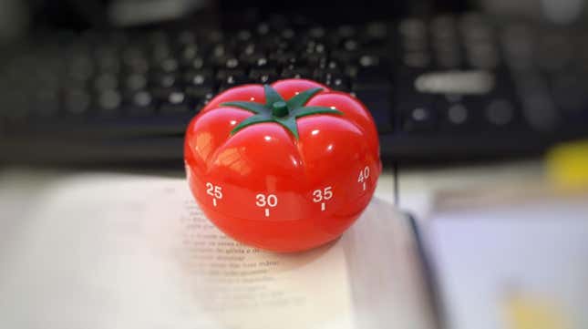 Pomodoro timer on a desk