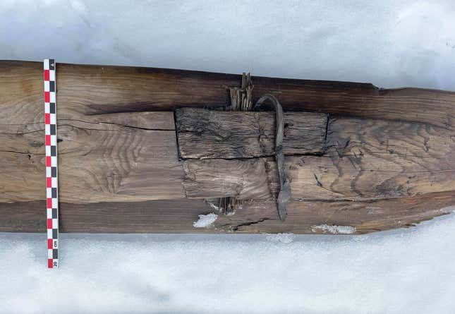 Close-up of the repaired foothold.