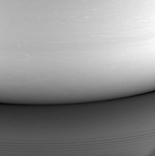 Cassini snuck a final shot of Saturn as it headed into the planet.