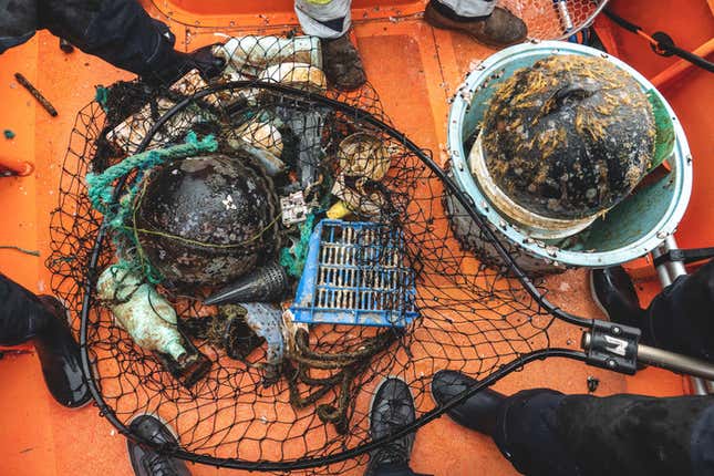 Examples of floating plastics collected in the North Pacific Subtropical Gyre during The Ocean Cleanup’s 2018 expedition.