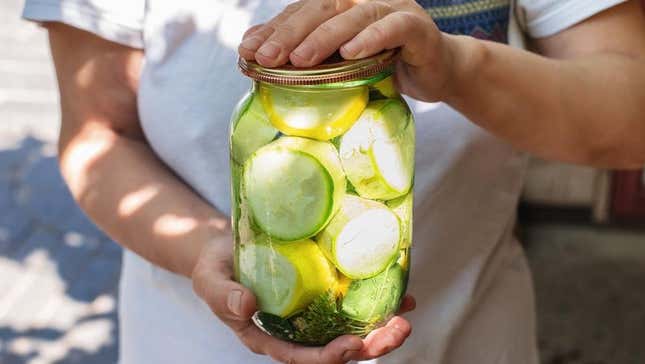 Jar of pickled zucchini