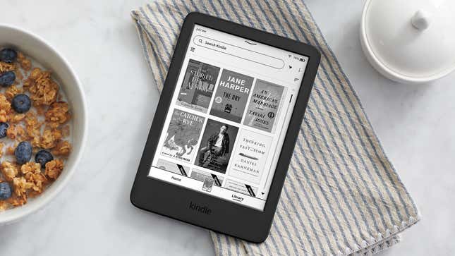 The new entry-level Amazon Kindle in black.