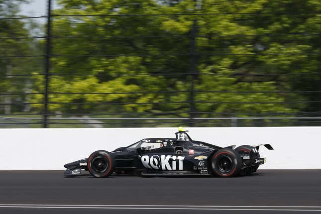 Kyle Kirkwood in his No. 14 A.J. Foyt Racing Chevrolet during practice for the 2022 Indy 500