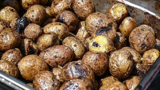 Close-up of baked potatoes
