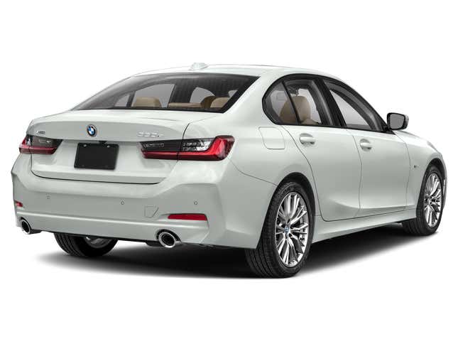BMW 3 Series / 330e Plug-In Hybrid 2023. Rear 3⁄4, Facing to the Right