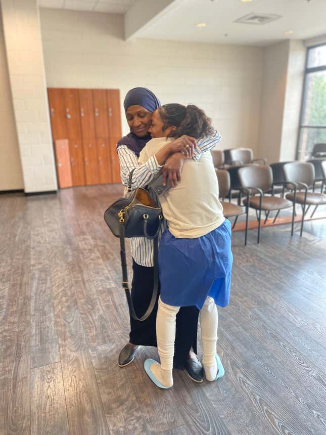 Imani Turner embracing her mother after her release
