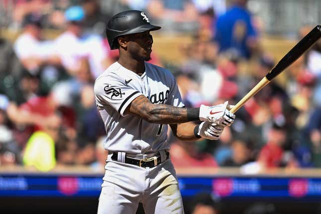 Apr 10, 2023; Minneapolis, Minnesota, USA; Chicago White Sox shortstop Tim Anderson (7) in action against the Minnesota Twins at Target Field.