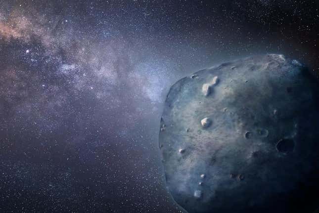 Imagen para el artículo titulado Este asteroide azul cada vez gira más rápido, y los astrónomos no saben por qué