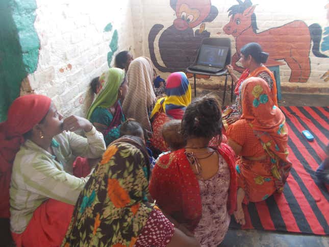 A meeting of mothers of kids in the balwadi class in Sector 68