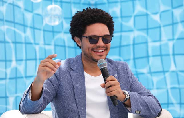 Spotify’s CEO and Co-Founder Daniel Ek joins author and comedian Trevor Noah to discuss the future of storytelling at Spotify Beach on June 20, 2023 in Cannes, France.