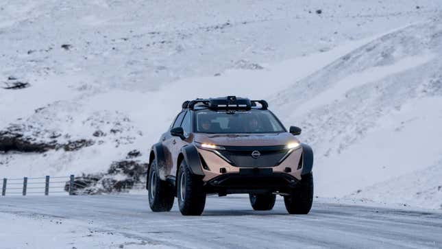 Image for article titled This Nearly Stock Nissan Ariya Is Going on a Pole to Pole Adventure