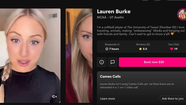 Lauren Burke’s Cameo profile.